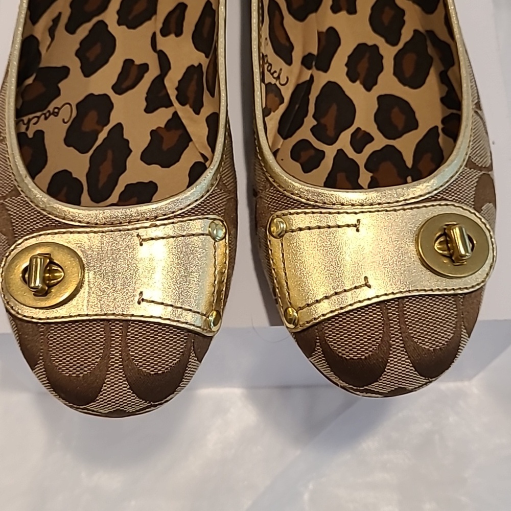 Coach Brown and Gold Ballet Loafer - Picture 7 of 9